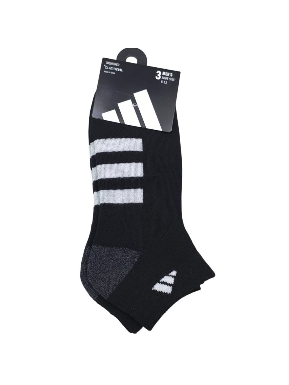 Adidas Mens ClimaCool Cushioned Low Cut Socks 3-Pack Black/Grey/White Size 6-12